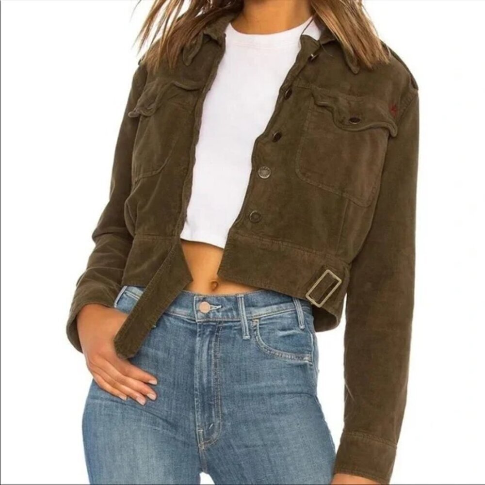 Free People Everlyn Moss Green Button Front Crop Jacket XS​​